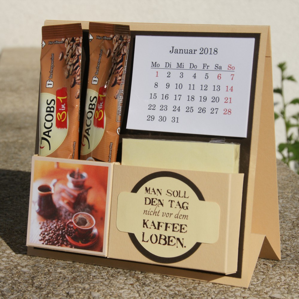 Kreativ Set Aufsteller mit Kalender, Blöckchen und Kaffee